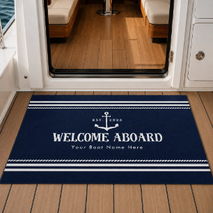 Tapete Nome de Barco Azul Personalizado Boas-vindas a Bor