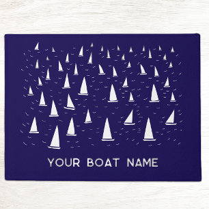 Tapete Nome de Barco de Vela Personalizado Náutico Azul-M