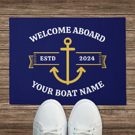 Tapete Nome de Barco Personalizado Bem-vindo a Bordo Azul