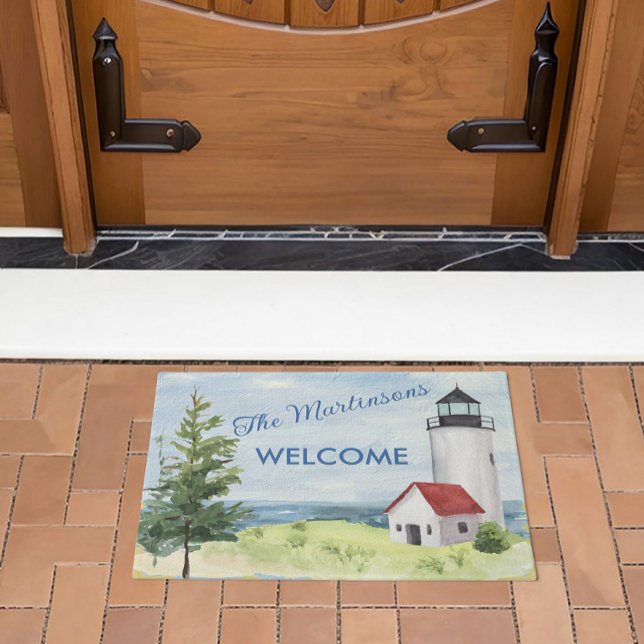 Tapete Nome de boas-vindas da cena do farol de aquarela e (Criador carregado)