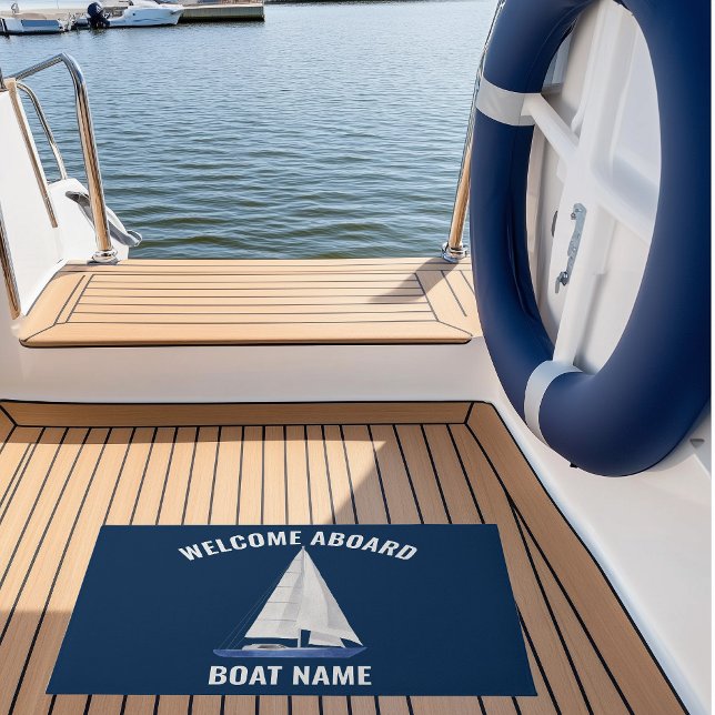 Tapete Nome do Barco de Velas (custom name sail boat yacht doormat with custom boat name)