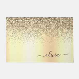 Tapete Nome do Glam do Monograma Dourado Glitter Metal