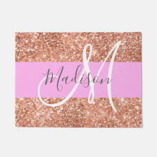 Tapete Nome do Monograma de Glitter Dourado Rosa Brilhant