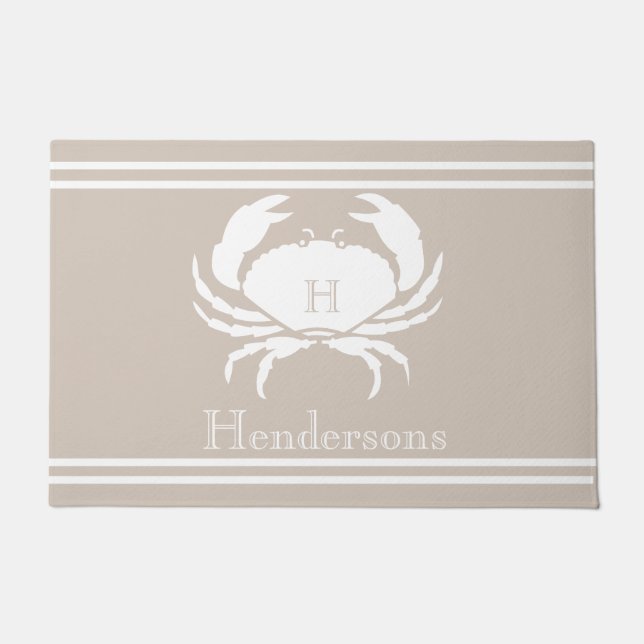 Tapete Nome do Monograma do Caranguejo Branco da Areia Ná (Frente)