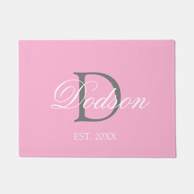 Tapete Nome do Monograma do Script Rosa Blush Moderno (Frente)