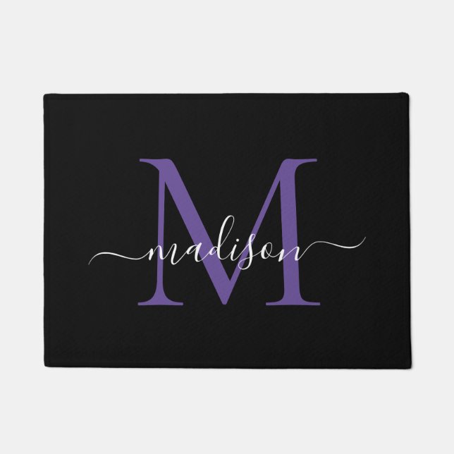 Tapete Nome do Script de Monograma Personalizado Roxo Pre (Frente)