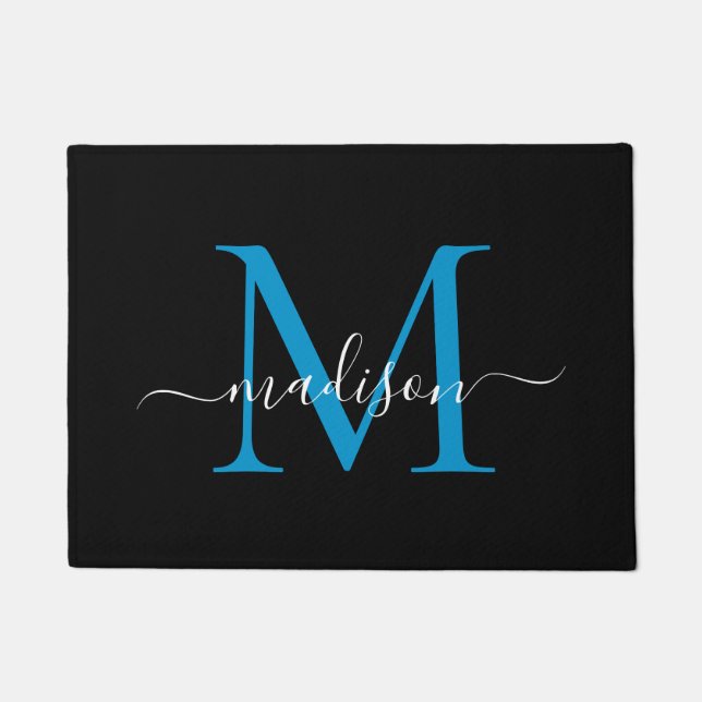 Tapete Nome do Script Monograma Personalizado de Azul Pre (Frente)