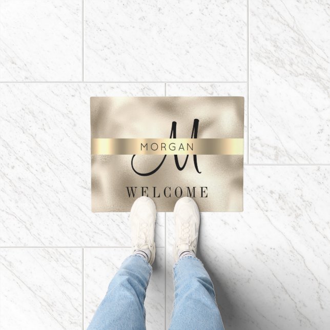 Tapete Nome & Grande Monograma, Mensagem, Texto Preto, Do (Interior)