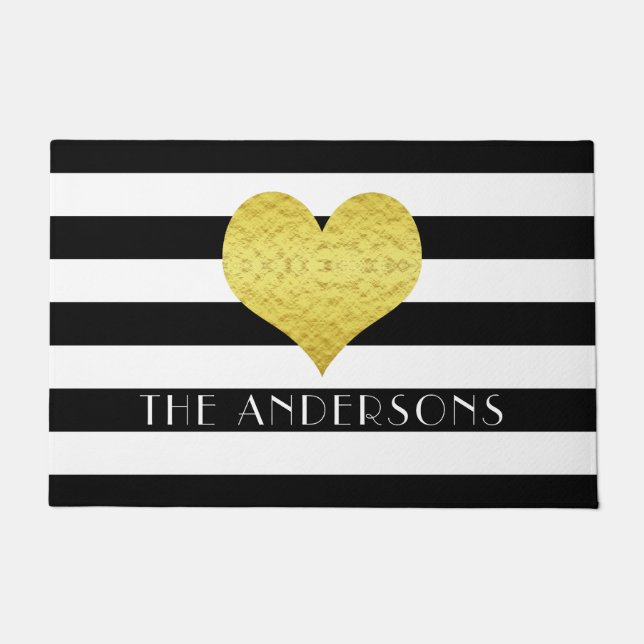 Tapete Nome Moderno das faixas pretas e brancas (Frente)