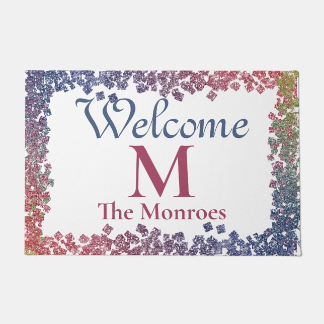 Tapete Nome Monograma de Gemas Espumantes (Frente)