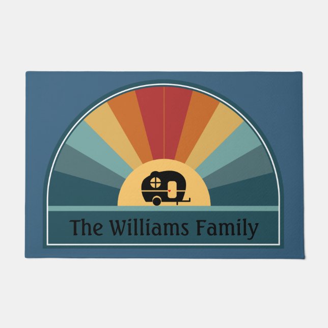 Tapete Nome Personalizado Acampamento Retro Sunrise em To (Frente)