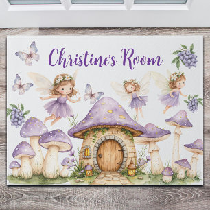 Tapete Nome Personalizado Fadas Mágicas Jardim Roxo