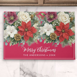 Tapete Nome Personalizado Floral Festivo Vermelho