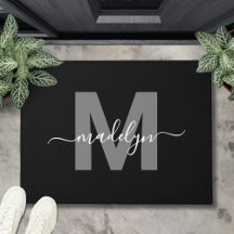 Nome Personalizado Monograma Elegante Preto Branco