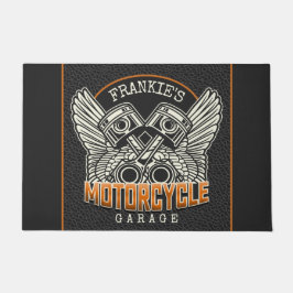 Tapete Nome Personalizado Pistões Asas Motociclismo Garag