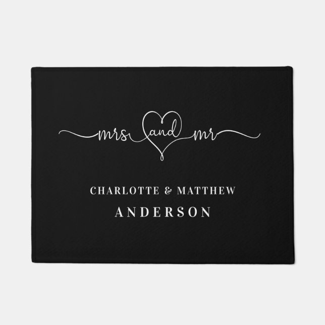 Tapete Nomes brancos pretos sr. elegant recém-weds (Frente)