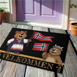 Tapete Noruega Velkommen Mat, Urso Viking, bandeira norue