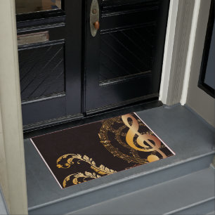 Tapete Nota de Música Cinza de Luxo Dourada