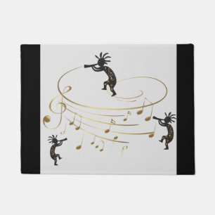 Tapete Nota de Música Dourada da cinza Kokopelli Rug