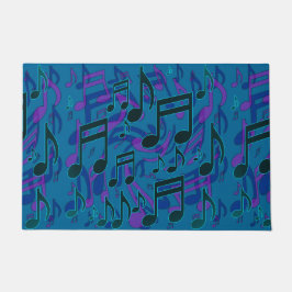 Tapete Notas Musicais Padrão Musical Azul Verde Roxo