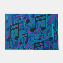 Tapete Notas Musicais Padrão Musical Azul Verde Roxo