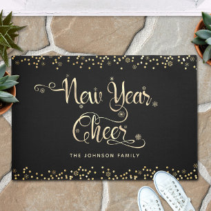 Tapete Novo Ano Dourado Escuro Preto Cheio de Neve Glitte