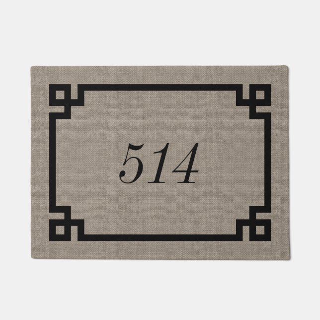 Tapete Número de Endereço Personalizado Rustic Taupe Chav (Frente)