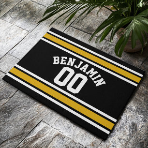 Tapete Número de Nome Personalizado de Futebol Dourado Ne