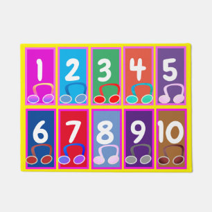 Tapete Números matemáticos iniciais de 1 a 10 portas