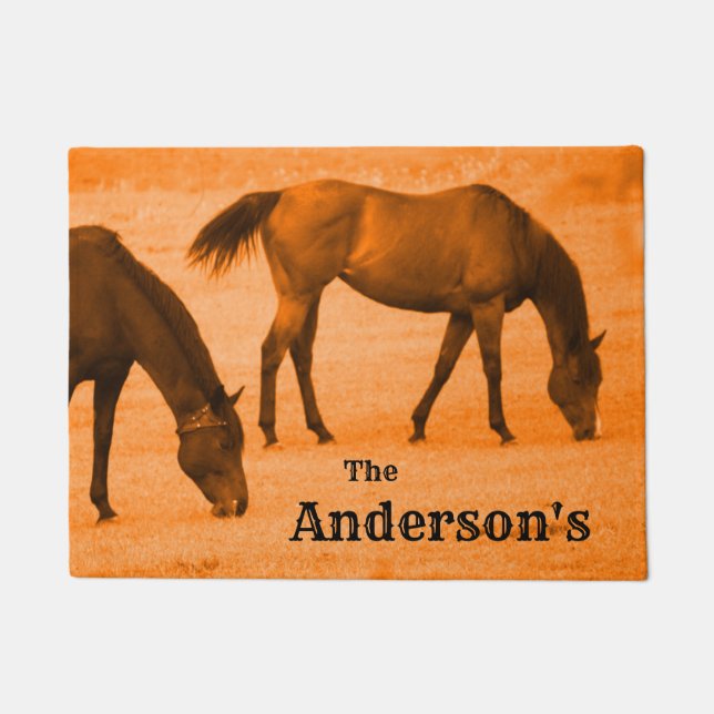 Tapete O oeste selvagem, cavalos, adiciona o Doormat do (Frente)