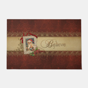 Tapete O ouro do vintage acredita com papai noel e laço