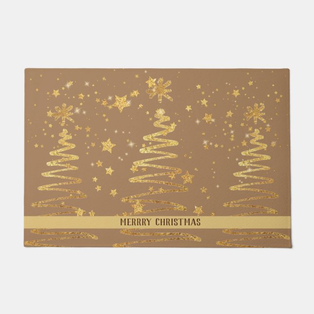 Tapete O ouro tradicional e marrom do Natal moderno e lux (Frente)