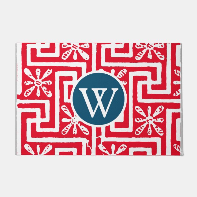 Tapete O poder das cores vermelho e azul-marinho da chave (Frente)