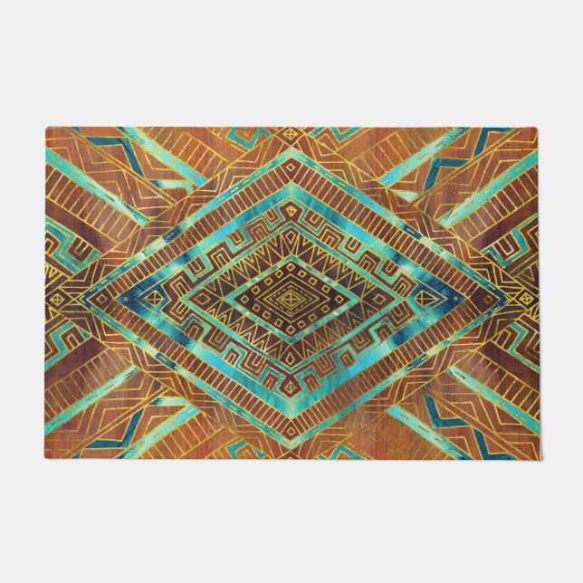 Tapete O teste padrão étnico tribal de Boho queimou a (Frente)