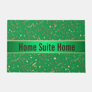Tapete O verde com música Dourado nota o Doormat da