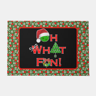 Tapete Oh, que Natal divertido Pickleball Verde e Branco