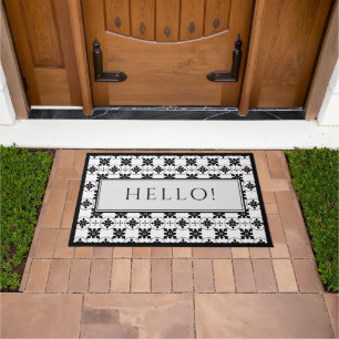 Tapete Olá Design de Azulejo Vintage Preto e Branco