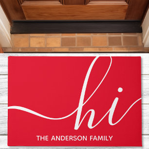 Tapete Olá em Letra de Forma Vermelha Personalizada