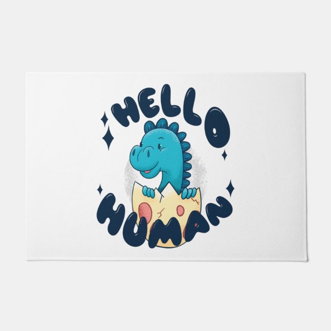Tapete Olá humano dinossauro engraçado (Frente)