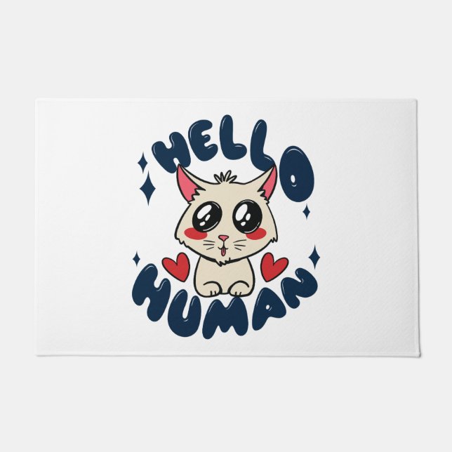 Tapete Olá humano Gato Fofo (Frente)