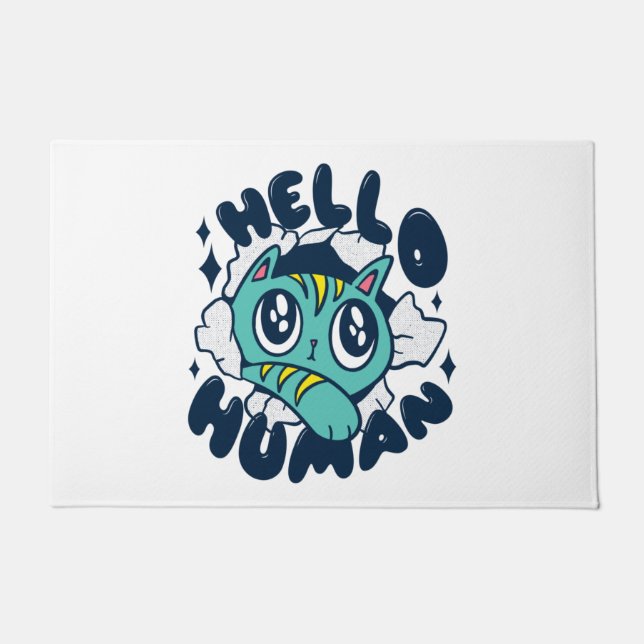 Tapete Olá humano Gato Fofo (Frente)