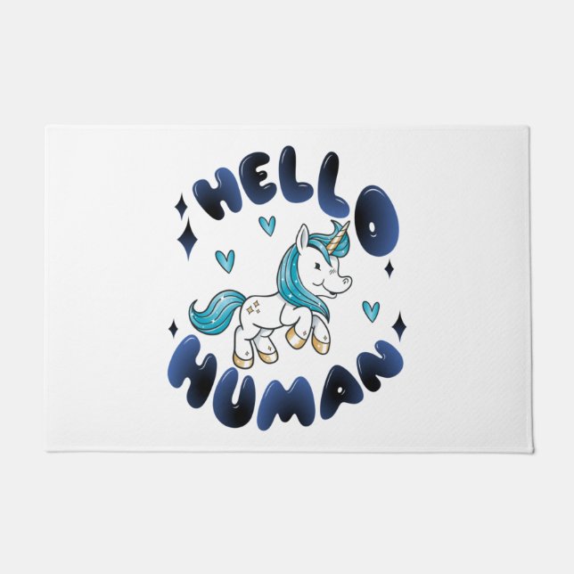 Tapete Olá humano Lindo Unicórnio (Frente)