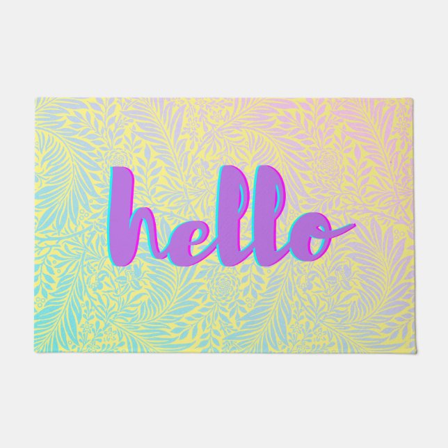 Tapete Olá Pastel Leaf Pattern Boho Door Mat (Frente)