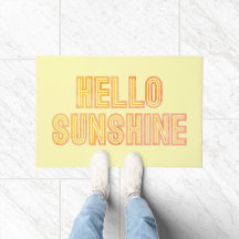 Olá Sunshine Retro Typografia Yellow Door Mat
