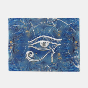 Tapete Olho egípcio de prata de Horus no mármore azul