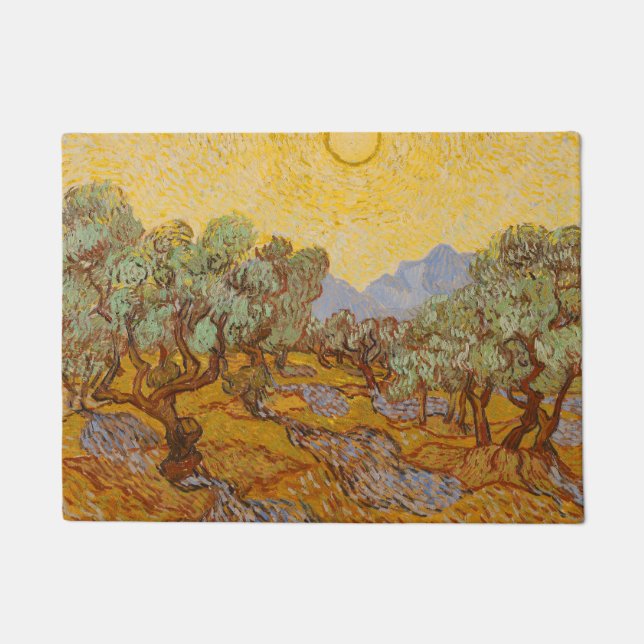 Tapete Oliveiras de Van Gogh Sol Amarelo Céu (Frente)
