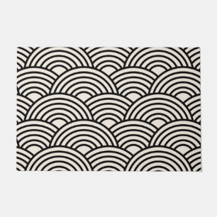 Tapete Onda Japonesa Seigaiha Preta E Creme Branco