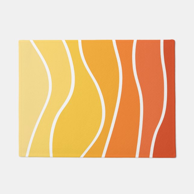 Tapete Ondas do estilo retrô amarelo e laranja (Frente)