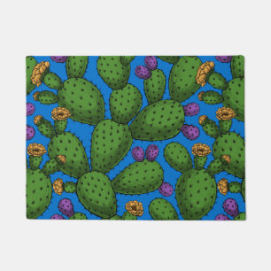 Tapete Opuntia florescente em azul