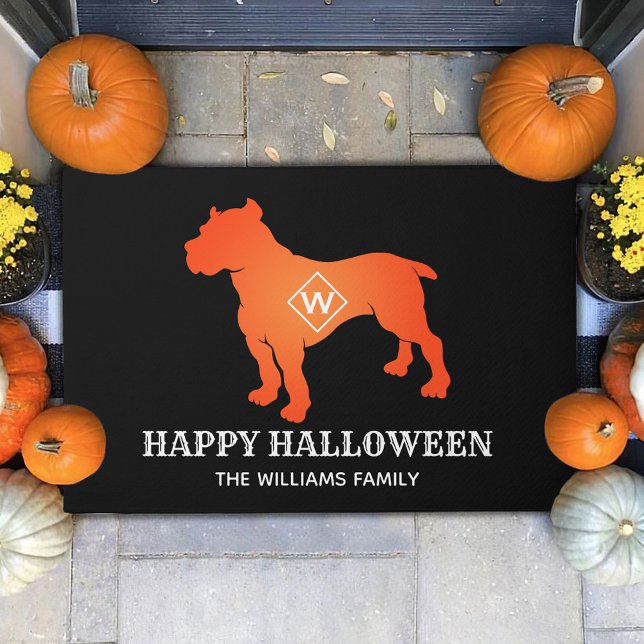 Tapete Orange American Pit Bull Terrier Happy Halloween (Criador carregado)